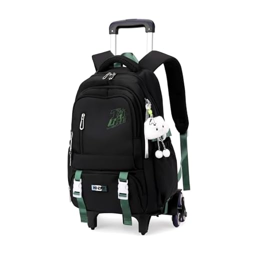 GRUOTEIS Black Rolling Backpack for Kids