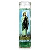 Velón San Judas Tadeo - Vela de Oración de 7 Días - 100% Parafina Verde en Envase de Cristal - Cirio para Peticiones y Causas Imposibles - Goya - Duración 110 Horas - 1 Unidad - NEXU
