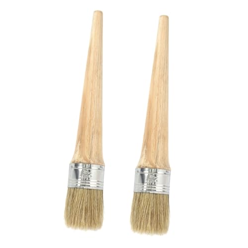 ULTECHNOVO 2 Piezas Pinceles Redondos de Cerdas Duras con Mango de Multiusos para Pintura Doméstica Compatibles con Esmaltes Barnices y Pinturas al Óleo Fáciles de Limpiar y Usar