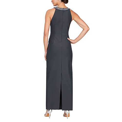 Image of Alex Evenings Women's Slimming Long Side Ruched Dress with Cascade Ruffle Skirt