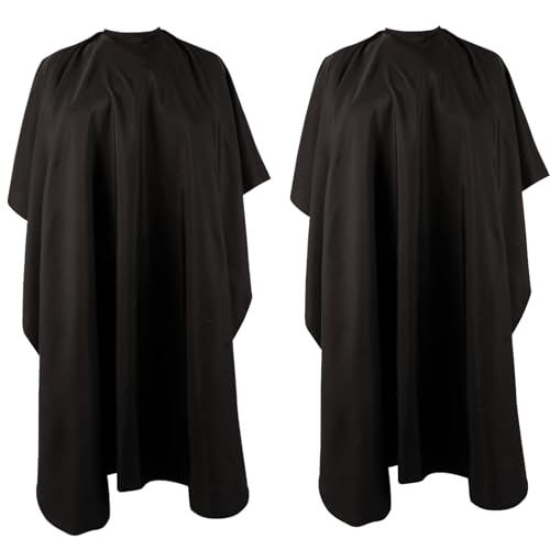 YELEGI Professional Hair Cutting Cape(2Pcs) Salon Barber Cape with Adjustable Snap Closure Waterproof Hair Dye Color Cape Hair dressing stylist apron (Black)