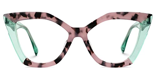 Image of Zeelool Stylish Acetate Cat Eye Glasses Frame with Non-prescription Clear Lens Women Oversized Eyewear Spitler ZJGA100148
