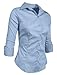 NE PEOPLE Button Down Shirt - Women's 3/4 Sleeve Roll Up Stretch Collar Office Work Formal Casual Basic Blouse Top (S-6XL)