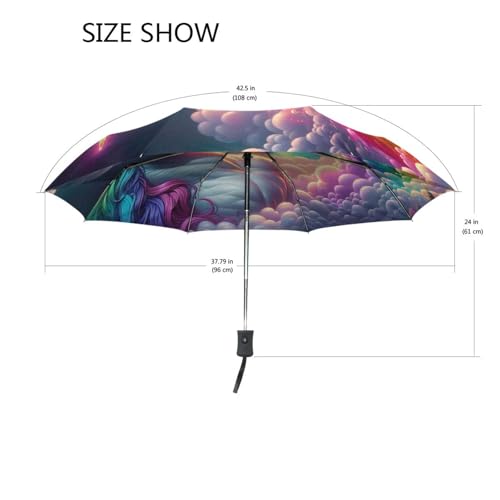 Parapluie automatique licorne arc-en-ciel compact GAIREG