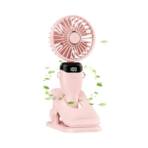 Ventilador portátil para viajes, pequeño ventilador portátil recargable por USB, pantalla digital ajustable de 5 velocidades, ventilador de escritorio para interiores y exteriores, dormitorio, camping