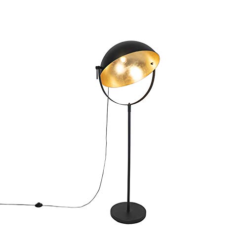 Qazqa magnax - Lampada da terra Industriale - 1 luce - L 57.6 cm - Nero - Industriale - Soggiorno I Camera da letto