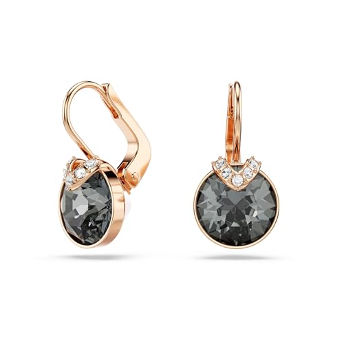 Swarovski Pendants d'oreilles Bella V, Taille ronde, Grises, Placage de ton or rosé