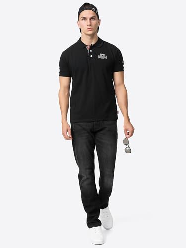 Lonsdale Bruan Polo Shirt, Nero/Argento, 3XL Men's - 2
