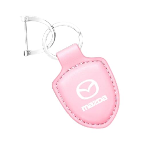 OscitY Car Leather Keychain Key Rings,For Mazda 3 5 6 CX-3 CX-30 CX-5 CX-7 CX-8 CX-9 MX-5 Keyring Replacement Rotatable Anti Lost Detachable Fashion Gift Family Present,E/Pink-F