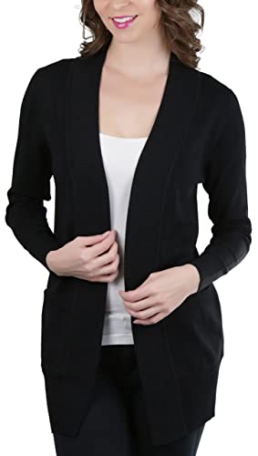 Image of ToBeInStyle Women's Long Sleeve Rib Banded Open Sweater Cardigan