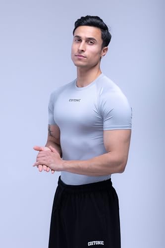 Image of COITONIC Men's Half Sleeve Compression T-Shirt - Athletic Base Layer for Gym, Sports & Fitness Training