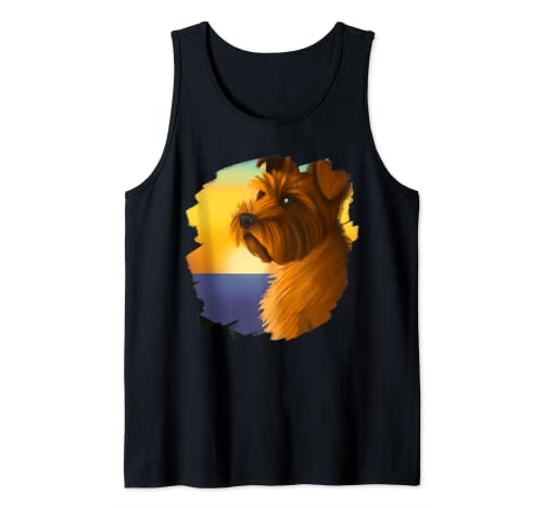 Arte de perro escocés Norfolk Terrier Sunset Vintage Retro Camiseta sin Mangas