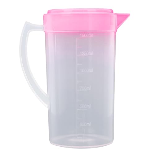 Image of Rswnyirn 1.5L/2L/2.5L Plastic Water Pitcher Measuring Jug with Lid Mix Drinks Water Jug for Cold Juice Jar Ice Tea Pink 1500ML