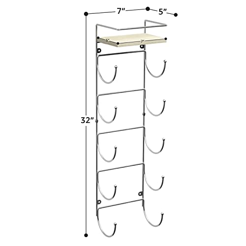 Sorbus Towel-Rack For Bathroom - Wall Mounted Metal Organization Rack With Wooden Top Shelf & 5 Tiers - Holds Full Sized Bath-Towels, Washcloths, Linens, & Hand-Towels - Easy Installation #TOP1