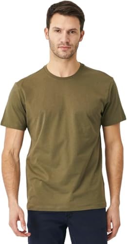 AC&Co/Altınyıldız Classics Slim Fit Dar Kesim%100 Pamuk Bisiklet Yaka Kısa Kollu Tişört, Renk Haki, Beden M - Görsel 1