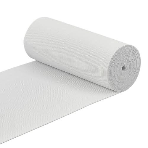 BENECREAT 3.3 Yard White Heavy Stretch Elastic Band, 6 Inch Wide Flat Knit for Sewing, Waistbands, Garments & Craft Projects