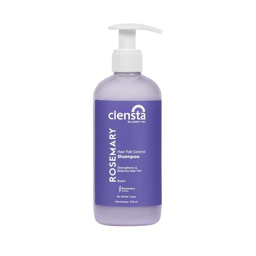 Clensta Rosemary Hair Fall Control Shampoo with Biotin for Reducing Hair Loss, Breakage & Daily use |All Hair Types | Men & Women | Sulfate & Paraben Free 300ml