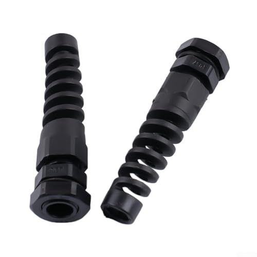 Honseadek Paquete de 5 conectores de prensaestopas de agua Ip68 para Pg7 Pg9 para M16 Pg11 flexible en espiral alivio de tensión, cable de nailon, protector impermeable 3 a 6 (PG7 - negro)