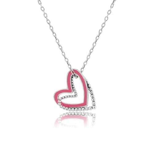 VOYLLA Pink Playful Heart Dual Gold Plated Necklace for Women Des...