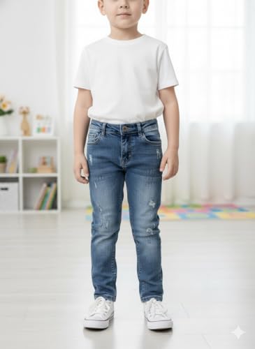 Image of A.T.U.N. (ALL THINGS UBER NICE) Boys Washed Denim Jeans | Regular Fit Stretchable Jeans with Mid Rise | Stylish Everyday Wear