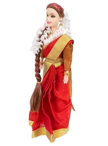 Maalona | Jayashree | Indian Doll in Traditional Saree | Fully Foldable | Long Hair | Hand Stitch Clothes (11.3 inch, Red & Gold) (B0D8851BDN) Amazon Price History, Amazon Price Tracker