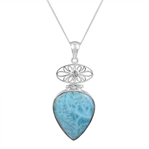 Collier larimar et topaze bleue en argent 925 pour femme chic