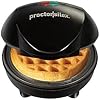 Proctor Silex Mini Waffle Maker Machine with 4 Round Non-stick Grids, Make Personalized Individual Breakfast Keto Chaffles and Hashbrowns, Compact, Black (26100)
