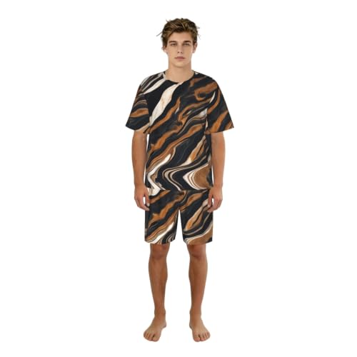 Pyjama homme imprimé marbre ensemble extensible pour éviter la chaleur la nuit