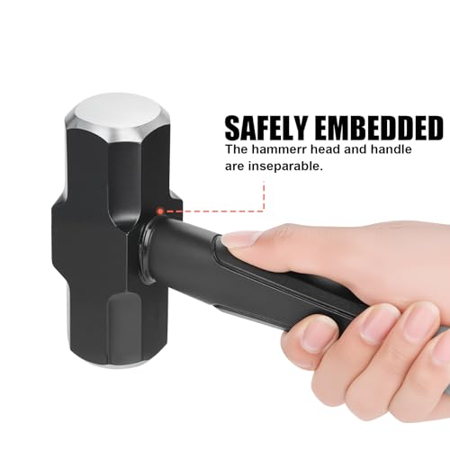 Image of 3lb Sledge Hammer - Heavy Duty Drilling Hammer with Forged Steel Head & Fiberglass Handle, Perfect for Demolition, Construction, and Blacksmithing
