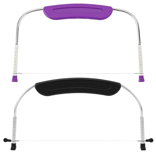 2PCS Cake Leveller, 2 Pack Cake Cutter Slicer Set for Professional Baking, Even Cake Layers, Cutting Pastries, 16.3 x 35 cm Black and 27.3 x 15.8 cm Purple Cake Levellers