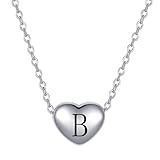 MiniJewelry Collar con colgante de corazón con letra inicial de la A a la Z, regalo para mujeres, hija, familia, acero inoxidable plateado, talla única, Acero inoxidable, No es una piedra preciosa