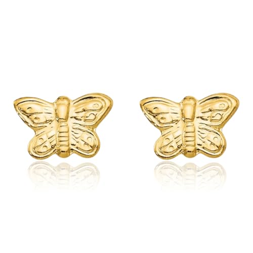 14K Solid Yellow Gold Butterfly Wings Screw Back Stud Earrings3