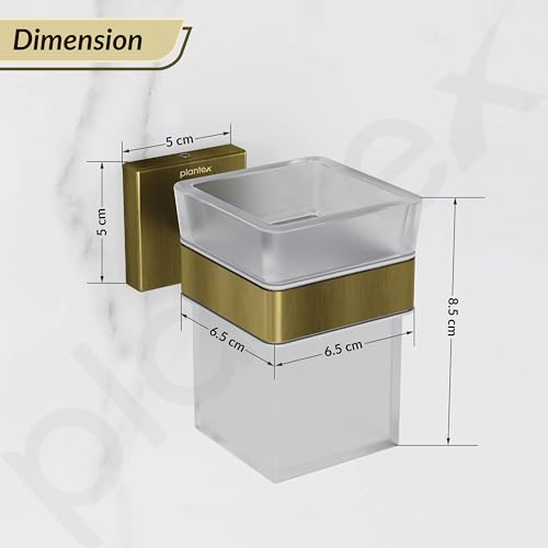 Image of Plantex Stainless Steel Tumbler Holder for Bathroom /Toothbrush Glass Holder /Bathroom Accessories - Pack of 1, Aqua (Brass Antique)