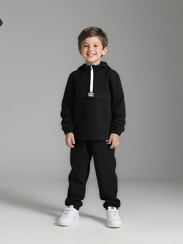 Image of Kids Boys Clothes Color Blocking Hoodie Sweatshirts and Pant 2Pcs Fall Outfits Set Size 5-10