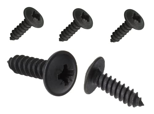 Image of Self Tapping Screw 4.2 x 12mm (No 8 x Length 1/2" Inch) Flanged Head Black Pozi Drive Screws Pack of 100