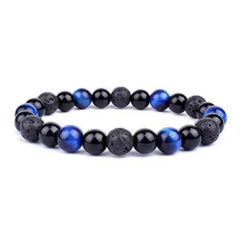 Bracelet oeil de tigre naturel contre les énergies négatives en obsidienne et hématite