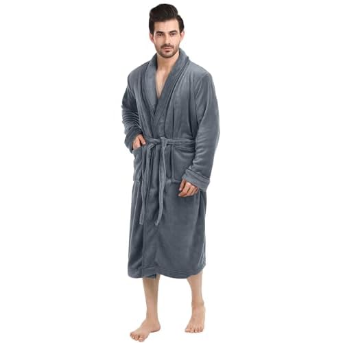 NY Threads Mens Robe, Luxury Plush Fleece Mens Bathrobe, Spa Bath Robe for Men