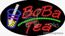 LED Boba Tea Sign for Business Displays | Flashing Oval Electronic Light Up Sign for Restaurants, Cafés, Diners | 15H x 27W x 1D