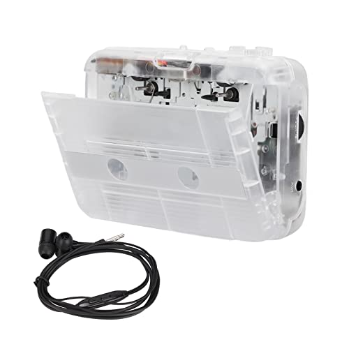 ASHATA Tragbarer Kassettenspieler, UKW Radio, Bluetooth 5.0, Klassischer Stil, Weiß, 2AA Batterie oder USB Netzteil