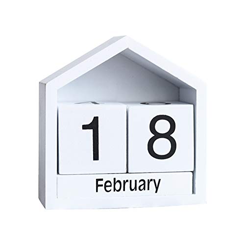 Booluee Vintage Wood Perpetual Calendar, Shabby...