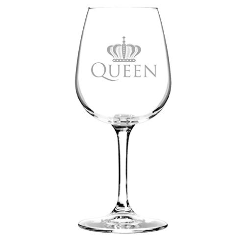 Queen Funny Novelty Wine Glass - 12.75 oz. - Humorous Present for Mom, Women, Friends, or Her - Bridal Shower, Engagement or Wedding Favor - Made in USA