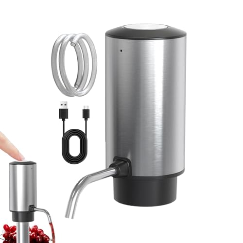 Genérico Jarra de vino eléctrica de acero inoxidable – Aireador automático recargable y bomba dispensadora | Verter de bebidas multifuncional con tubo de silicona