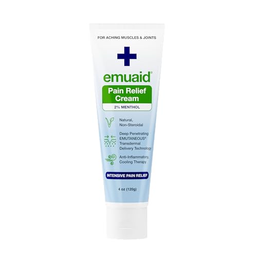 EMUAID Intensive Pain Relief Cream, Topical Relief Cream for Shoulder, Neck, Lower Back, Hip, Knee, Leg, and Feet Discomfort, Eases Sciatica, Tendon Sensitivity, and Physical Discomfort, 4oz