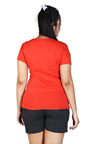 Image of Women's Super Soft Round V Neck Short Sleeves Cotton Solid Regular Fit T-Shirt