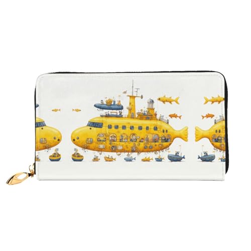 Portefeuille en cuir sous-marin femme long porte-monnaie ultra fin et porte-cartes de crédit