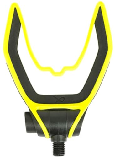 Matrix Eiche Rutenhalter für Friedfischruten, Gelb, 180º Drucktasten-Neigungsmechanismus, Eckiges Design, Weiche Limettengummi, Linienaussparung