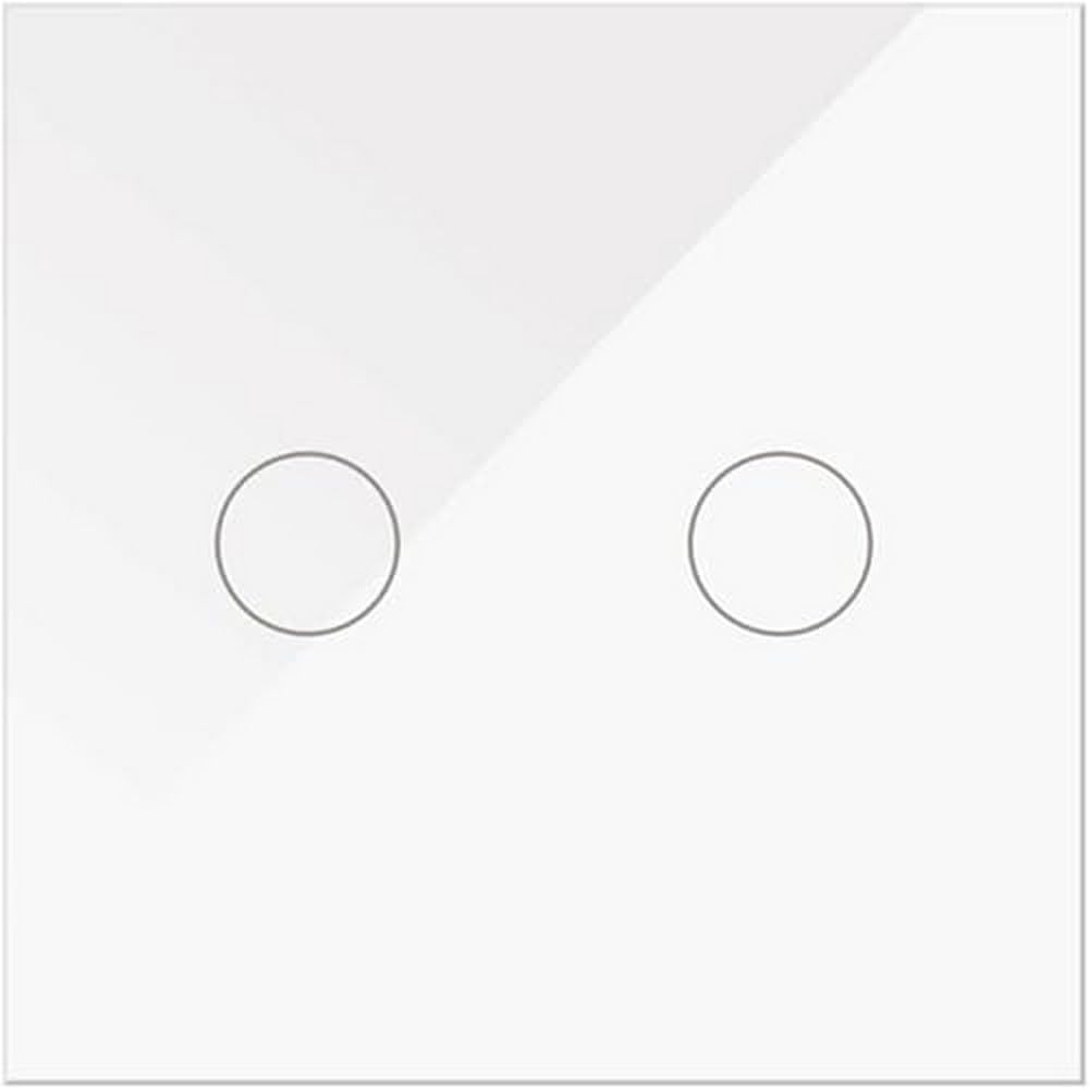 WESA - Doble Interruptor Táctil WiFi de Cristal Blanco Empotrable Doble + Mecanismo con App Tuya. Compatible con Alexa, Google Home y Smart Life, iOS y Android.