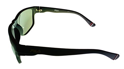 Fila Mens Matte Black Rectangle Plastic Wrap Sunglass, Flash Lens SF9337. U28G3