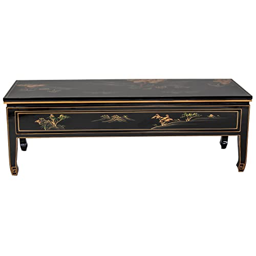 Oriental Furniture Black Lacquer Coffee Landscape Table #TOP3