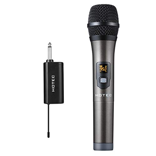 Hotec UHF Wireless Dynamic Handheld Microphone with Rechargeable 1/4” Output Mini Portable Receiver
